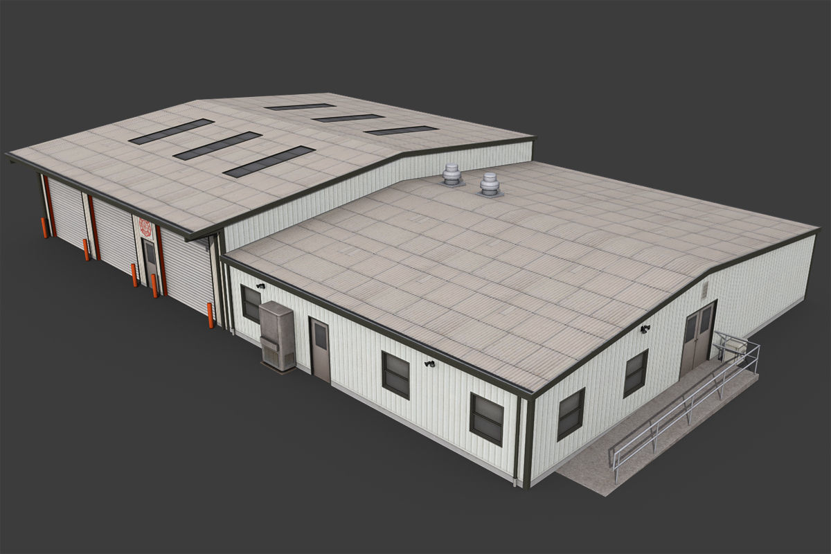 Industrial Buildings Pack Low-poly 3D model_32