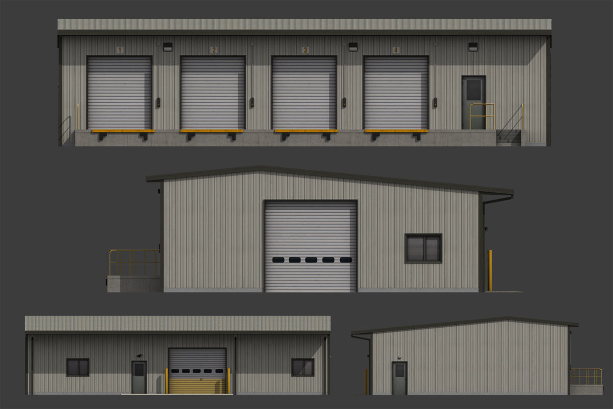 Industrial Buildings Pack Low-poly 3D model_29
