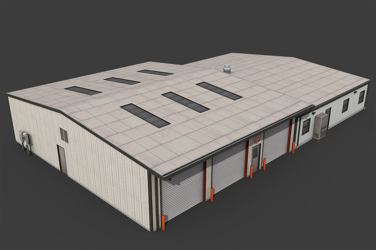 Industrial Buildings Pack Low-poly 3D model_35