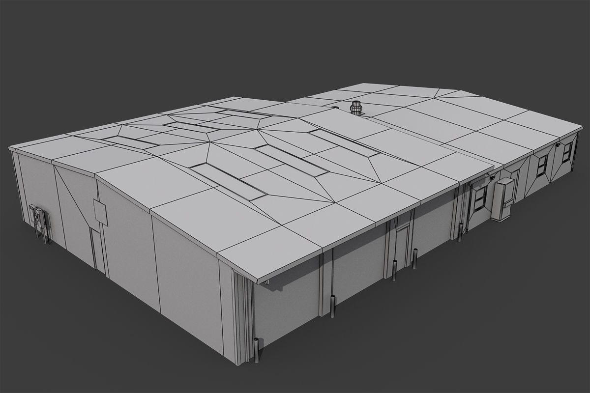 Industrial Buildings Pack Low-poly 3D model_34