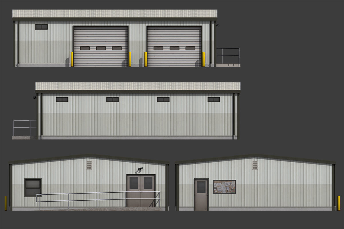 Industrial Buildings Pack Low-poly 3D model_21