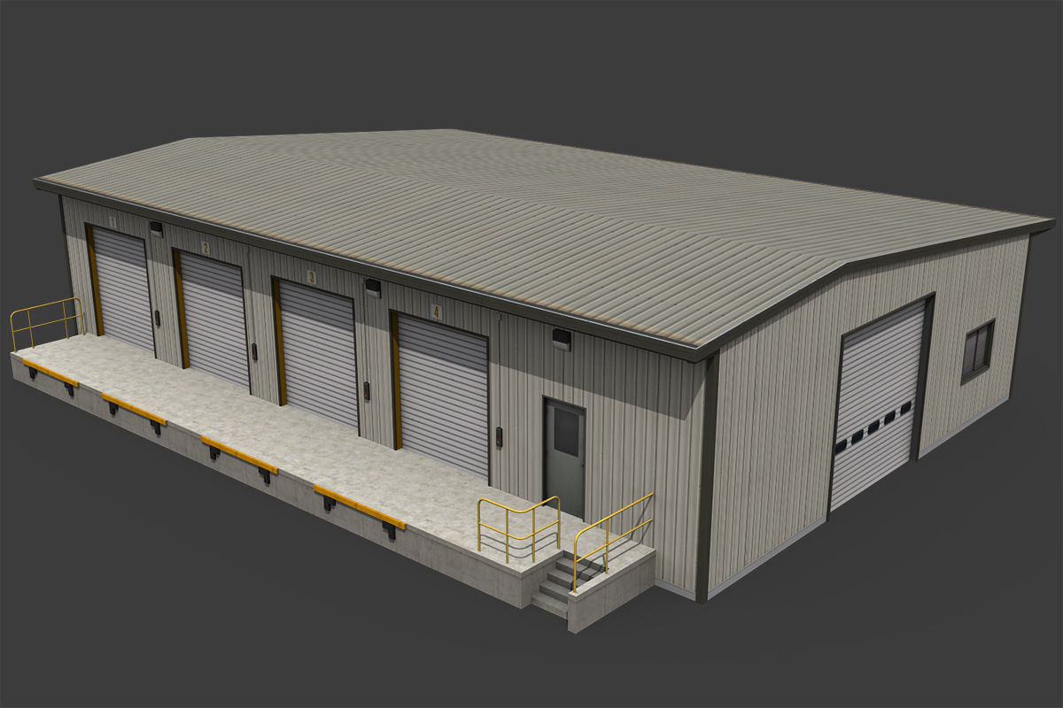 Industrial Buildings Pack Low-poly 3D model_28