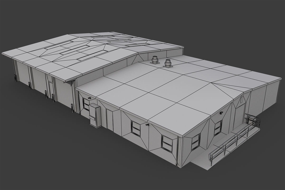 Industrial Buildings Pack Low-poly 3D model_33