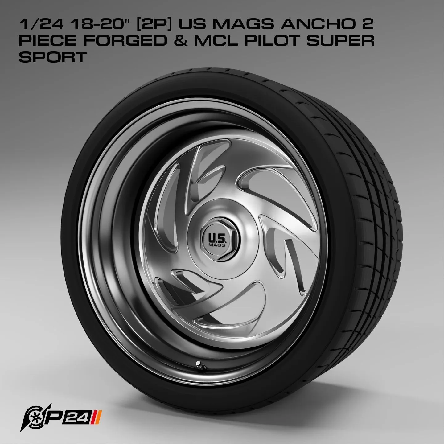 1-24th 18-20 inches 2P US Mags ANCHO 2 PIECE FORGED and MCL P... 3D print model