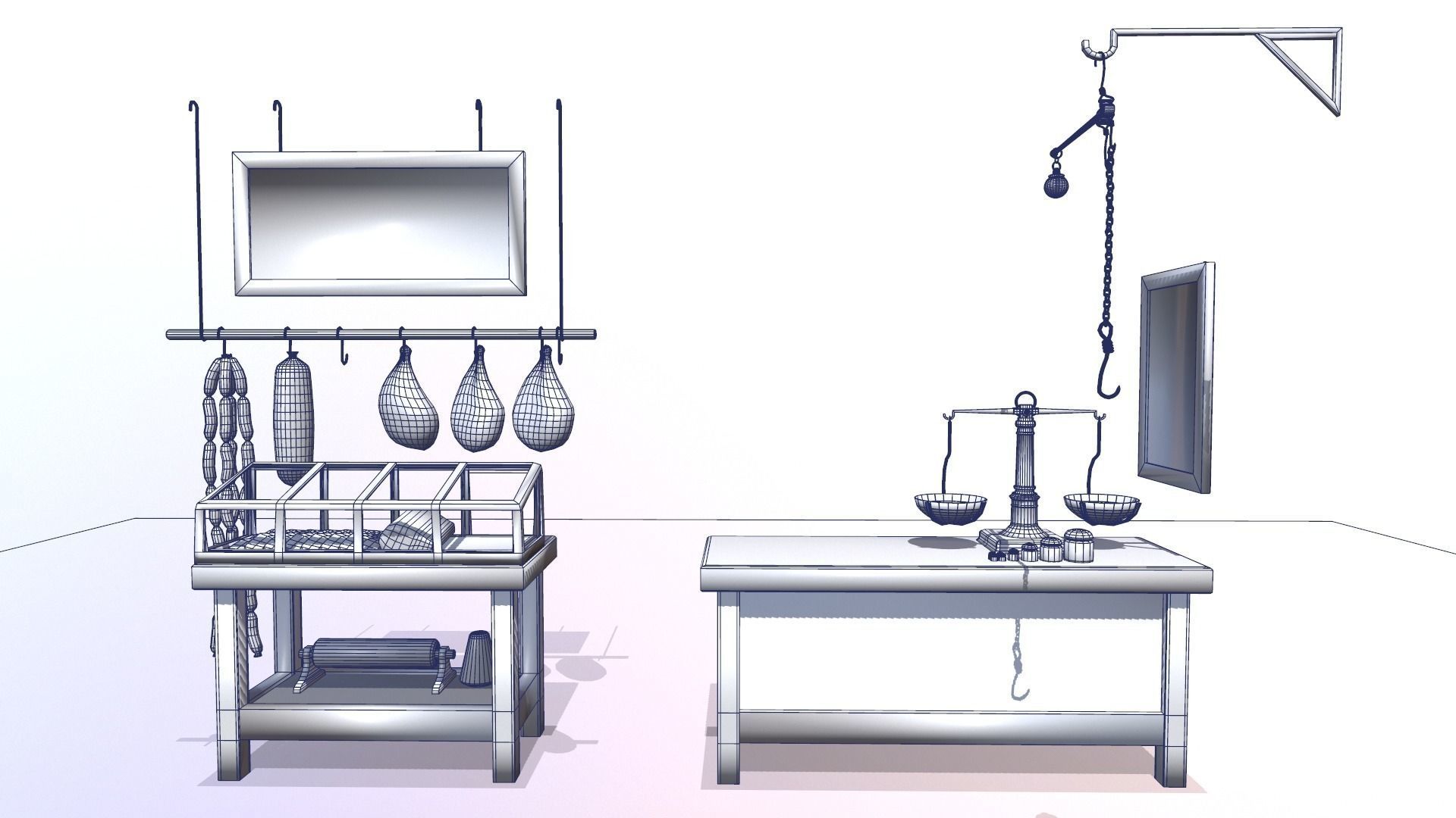 Village Butcher Shop Low-poly 3D model_3