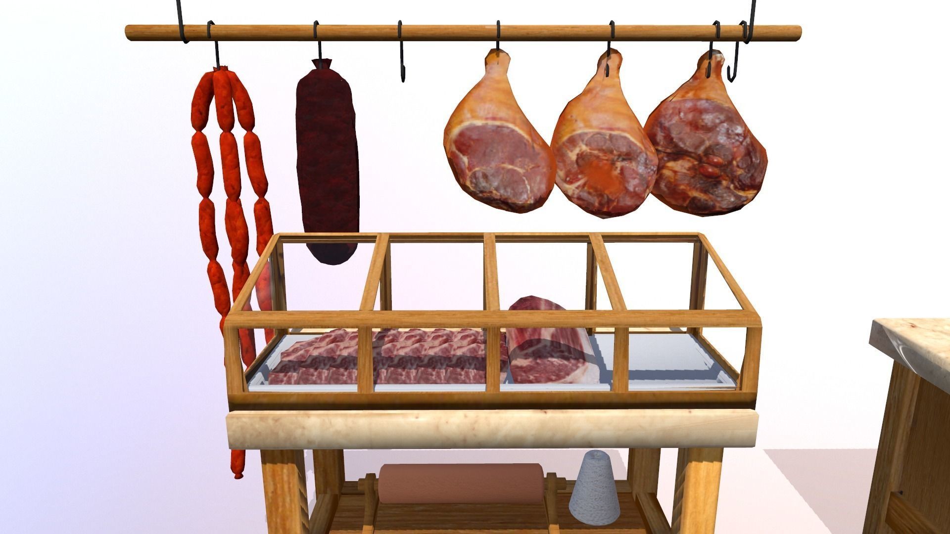 Village Butcher Shop Low-poly 3D model_4