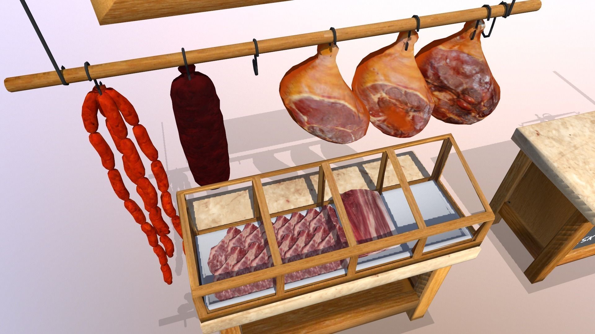 Village Butcher Shop Low-poly 3D model_8