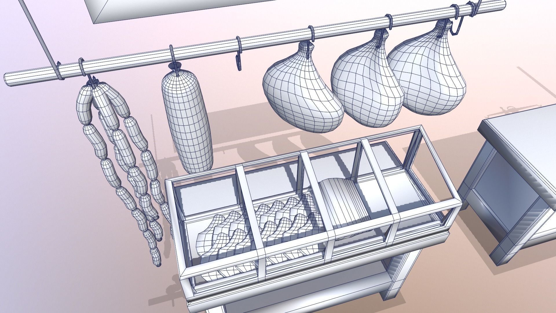 Village Butcher Shop Low-poly 3D model_9