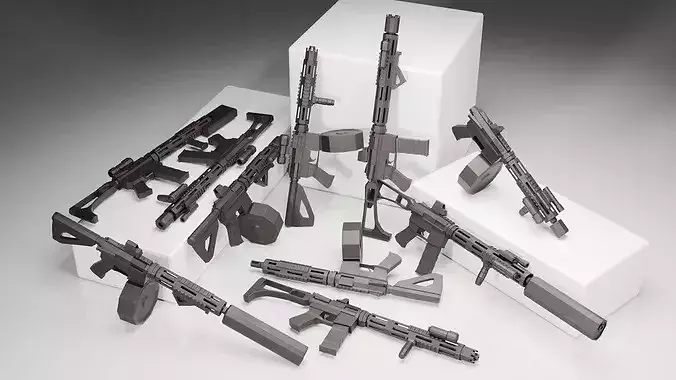 Stylized AR15 -20 Variations Game Ready