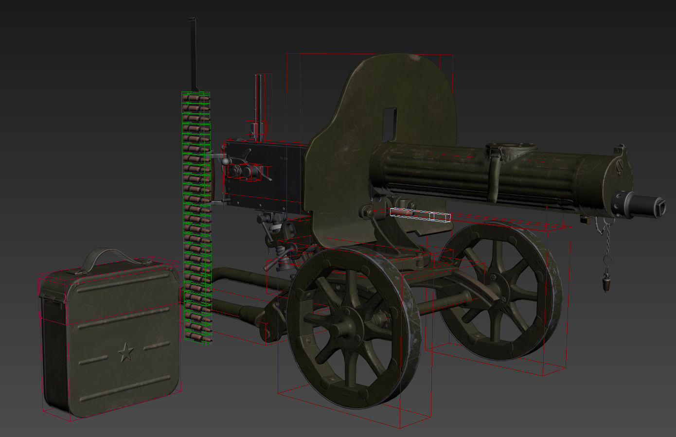 Soviet Maxim machine gun model 1941 Low-poly 3D model_15