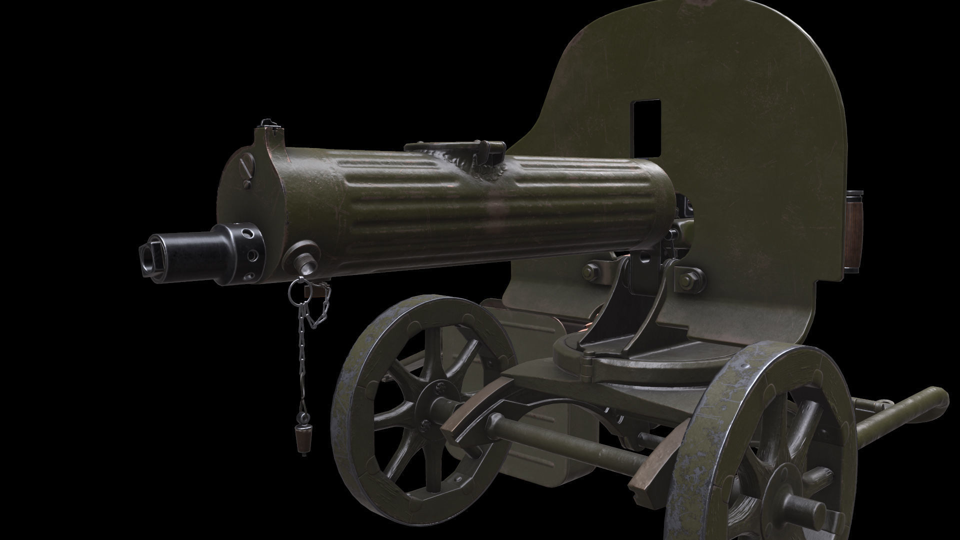 Soviet Maxim machine gun model 1941 Low-poly 3D model_1
