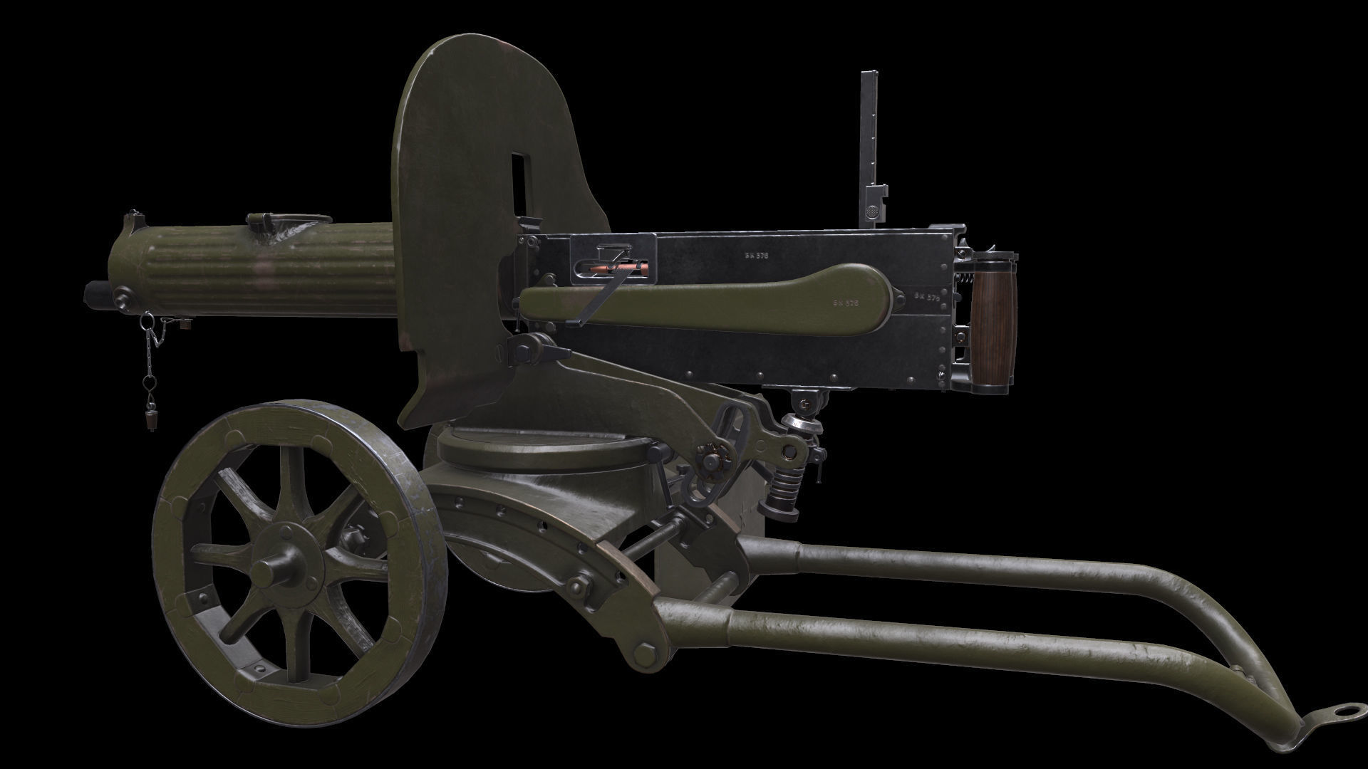 Soviet Maxim machine gun model 1941 Low-poly 3D model_3
