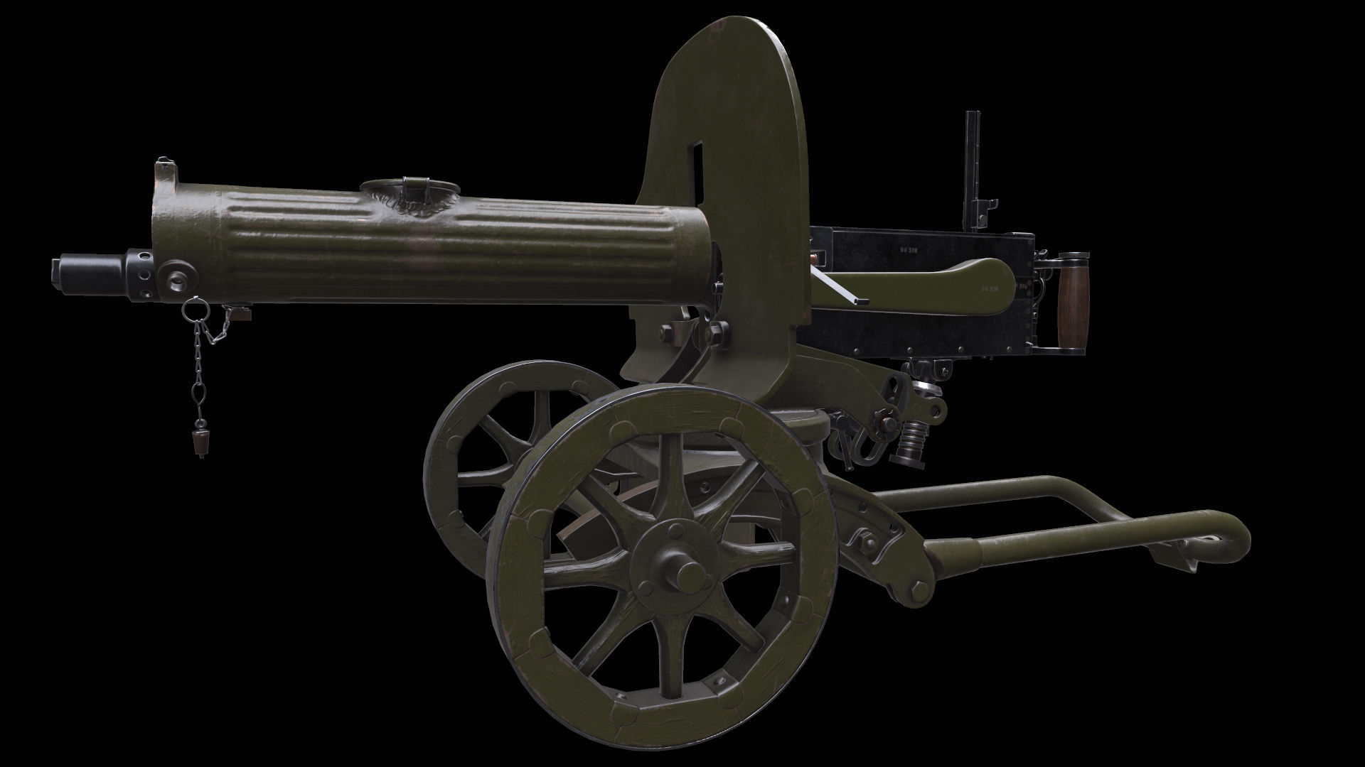 Soviet Maxim machine gun model 1941 Low-poly 3D model_2