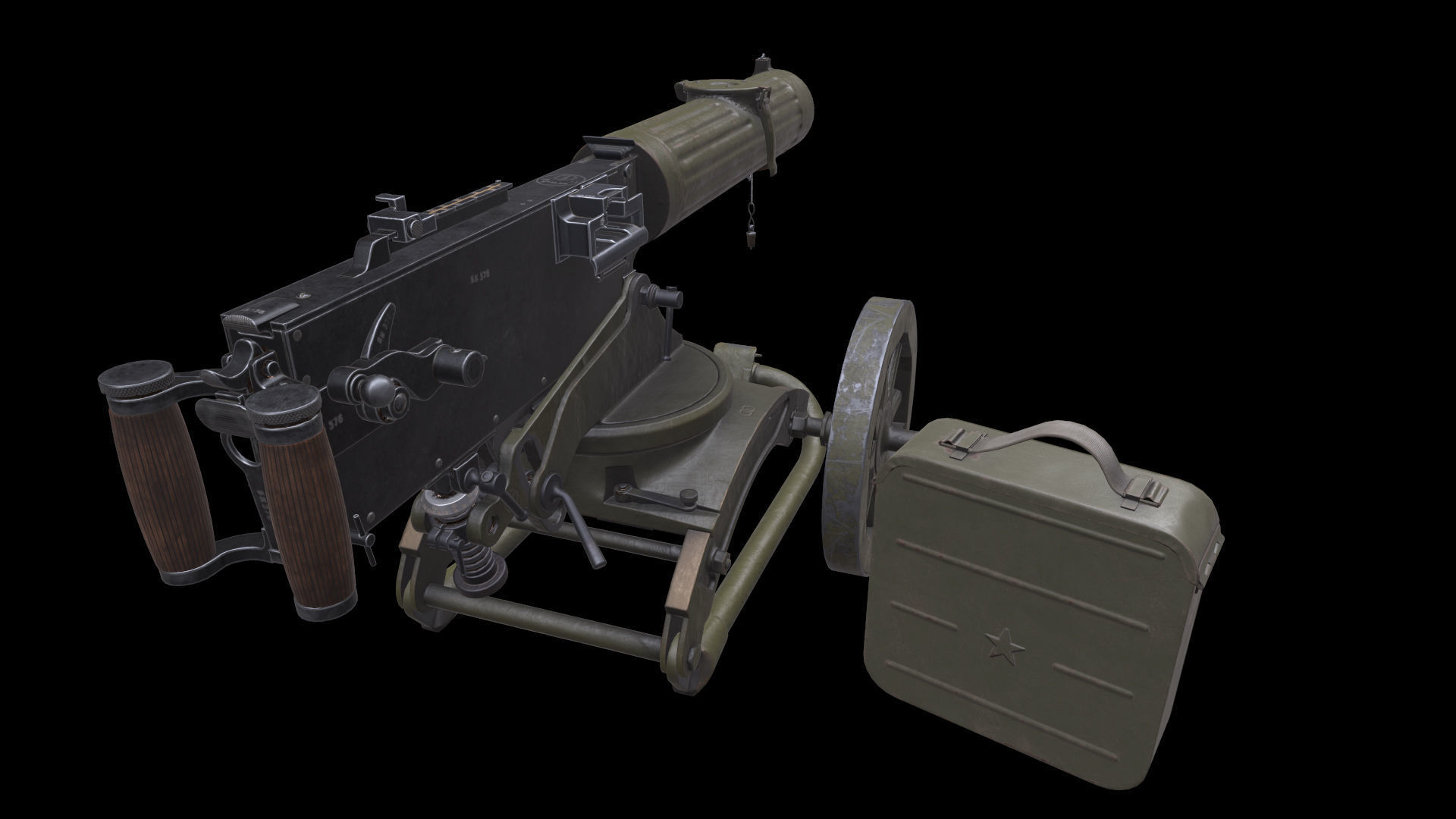 Soviet Maxim machine gun model 1941 Low-poly 3D model_9