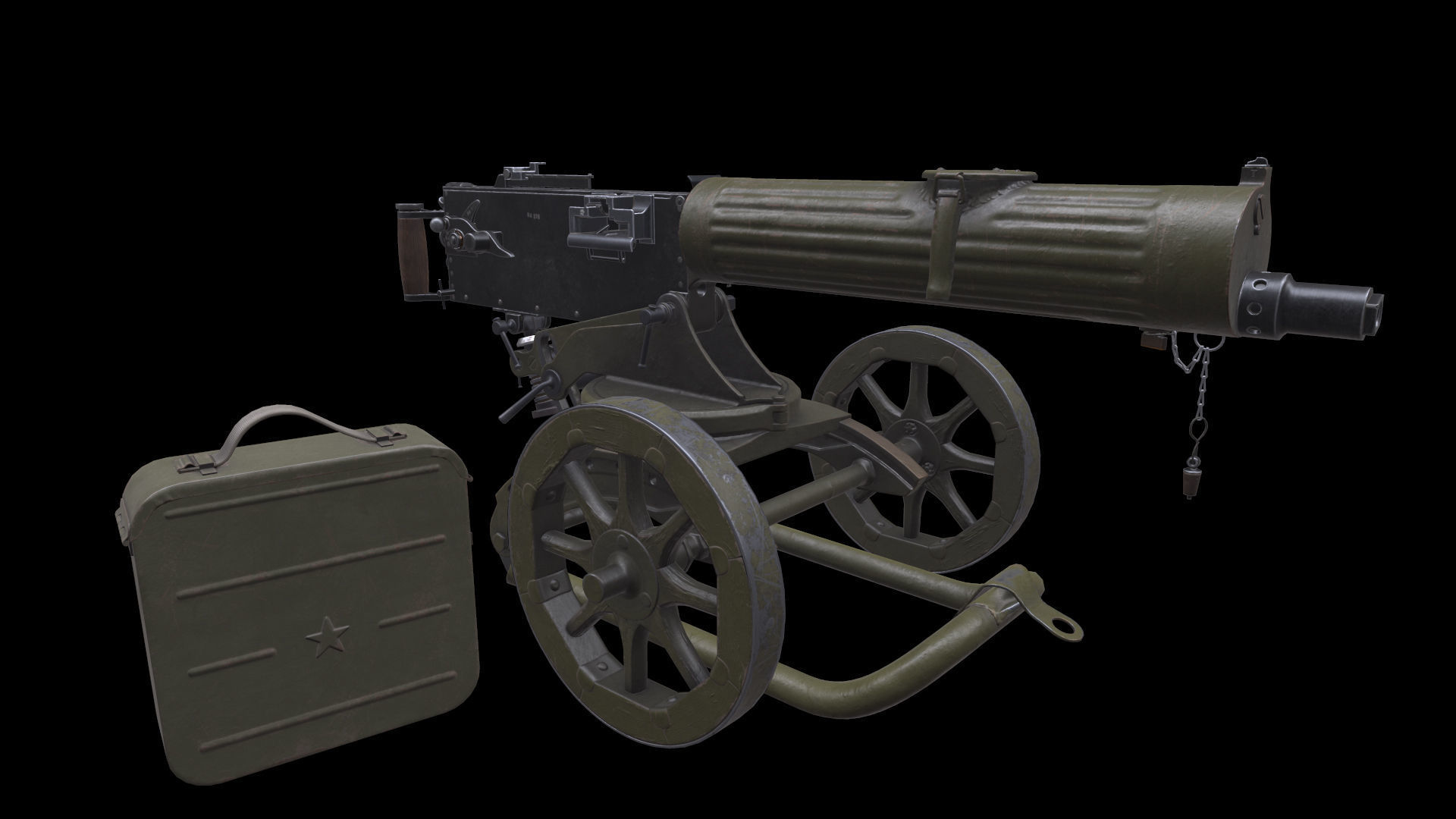 Soviet Maxim machine gun model 1941 Low-poly 3D model_8