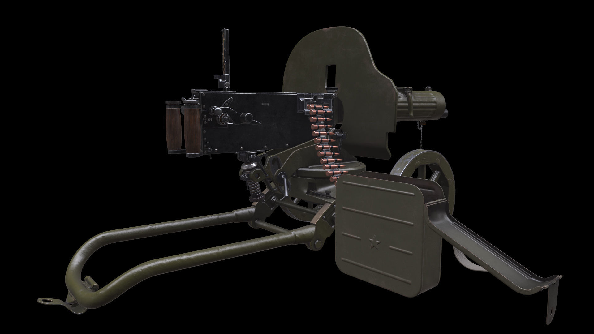 Soviet Maxim machine gun model 1941 Low-poly 3D model_4