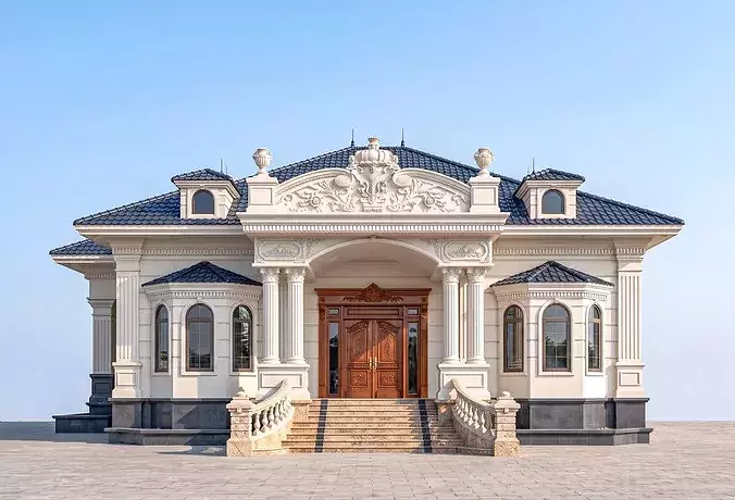 Classic 1-Story House Exterior 3D Model 3D model