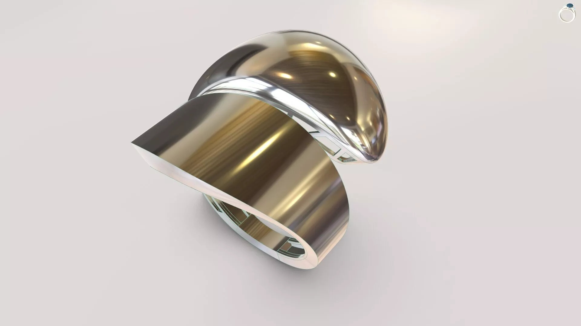 Modern Avantgarde Chunky Ring 3D Model Minimalist Jewelry CAD 3D print model