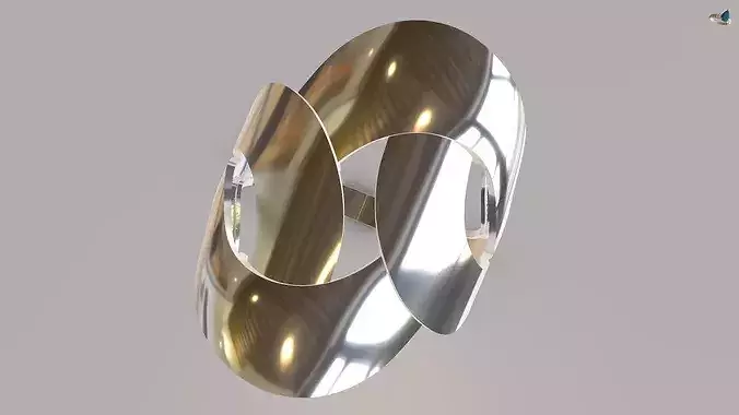 Modern Avantgarde Interlocking Ring 3D Model Jewelry CAD