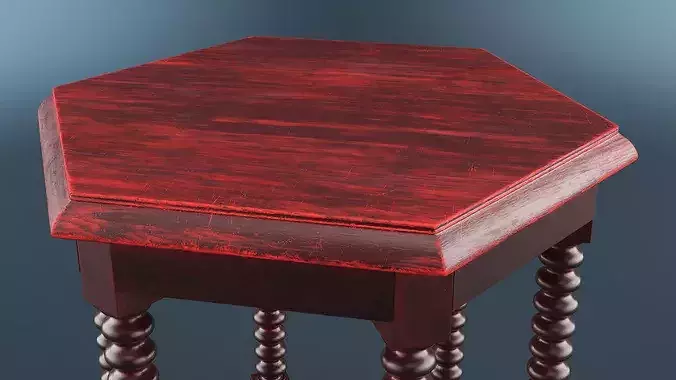 Red Wood Coffee Table 3D model 4