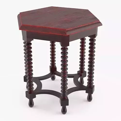 Red Wood Coffee Table 3D model 7