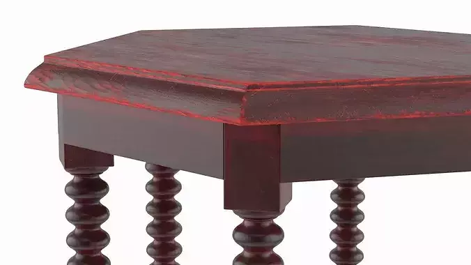 Red Wood Coffee Table 3D model 6