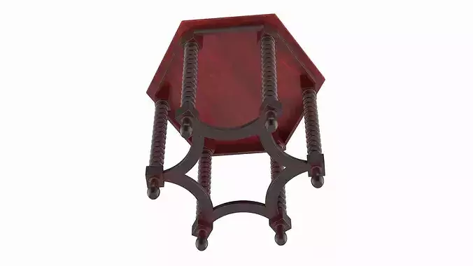 Red Wood Coffee Table 3D model 5