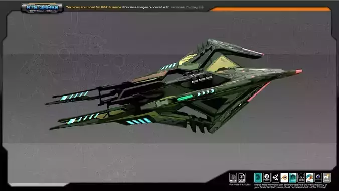 SF Alien Gunship A6 Low-poly 3D model SF Alien Gunship A6 Low-poly 3D model