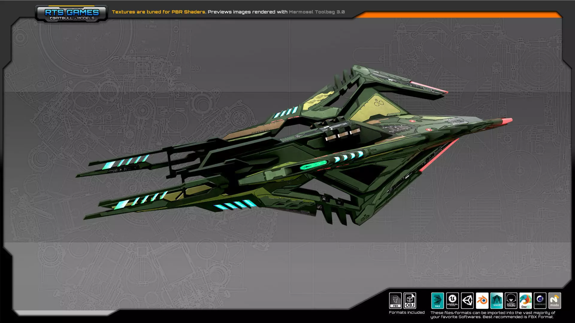 SF Alien Gunship A6 Low-poly 3D model_0