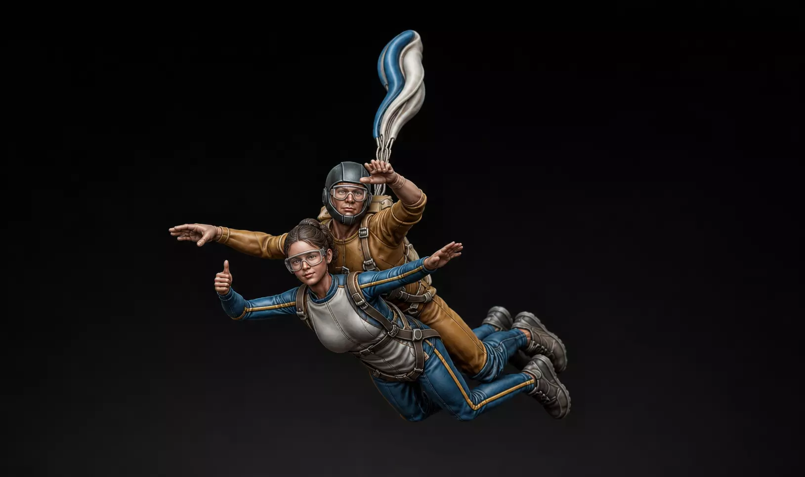 base jumping boy 4 and girl 3D print model