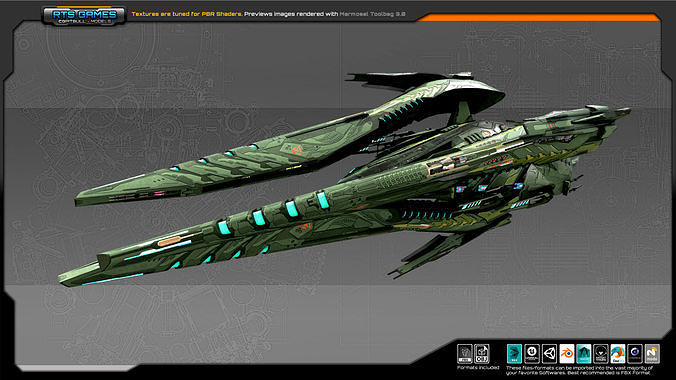 SF Alien Dreadnought  A7 Low-poly 3D model