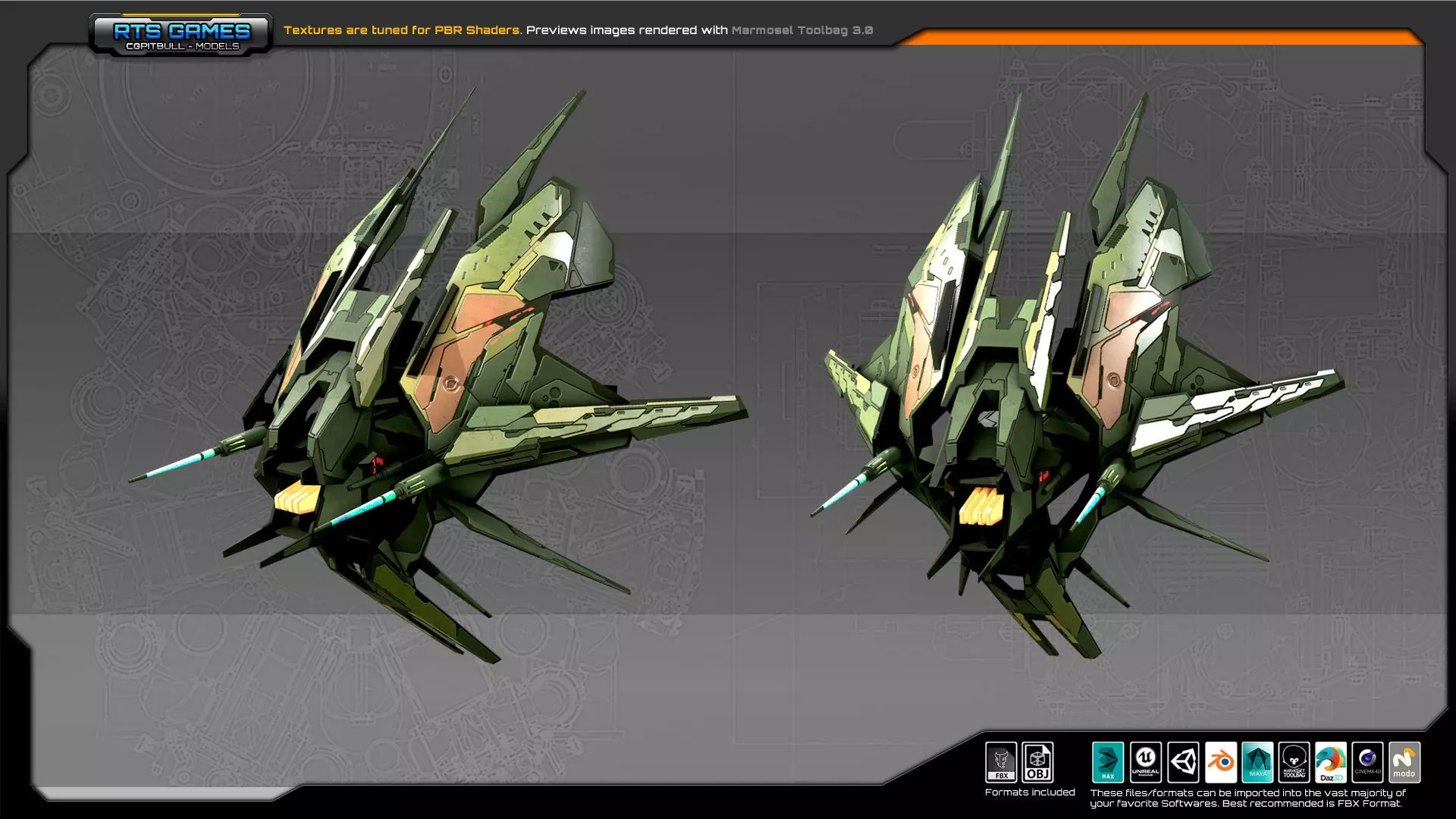 SF Alien fighter A8 Low-poly 3D model_0