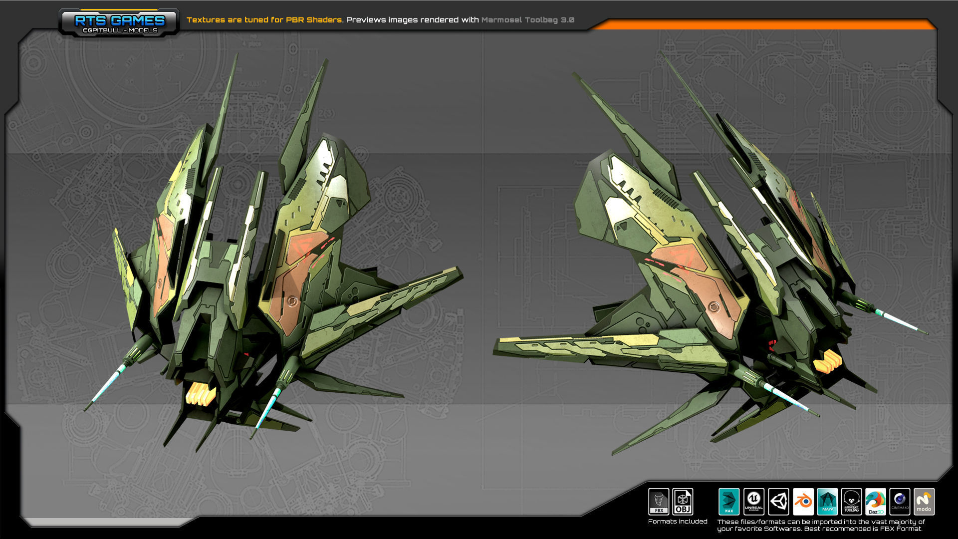 SF Alien fighter A8 Low-poly 3D model_3