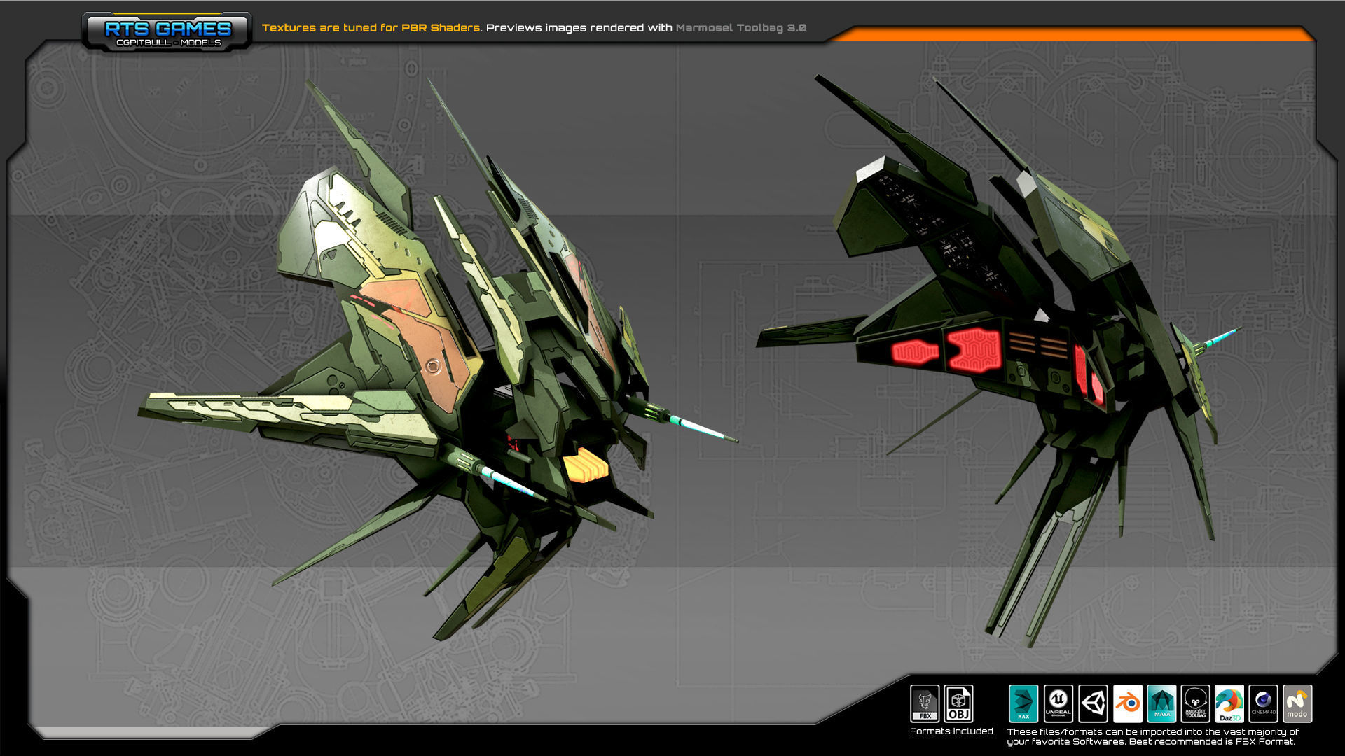 SF Alien fighter A8 Low-poly 3D model_2