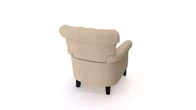 Classic Tufted - Beige Fabric Chesterfield Accent Chair  3D model 7