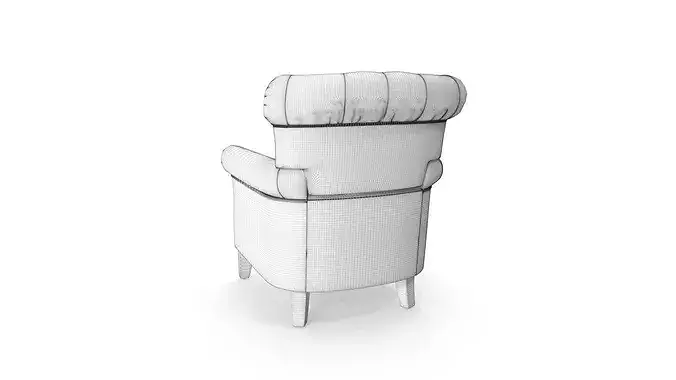 Classic Tufted - Beige Fabric Chesterfield Accent Chair  3D model 5