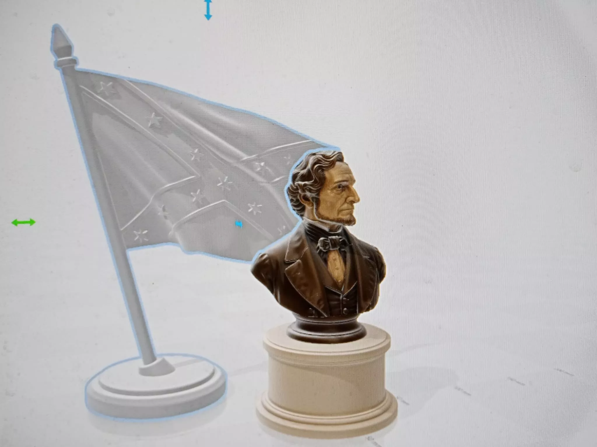 Jefferson Davis Bust with Flag 3D Printable STL File 3D print model