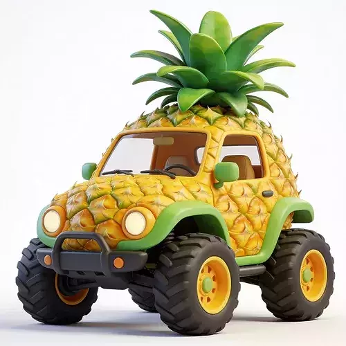 Stylized 3D Pineapple Off-Road Car Model
