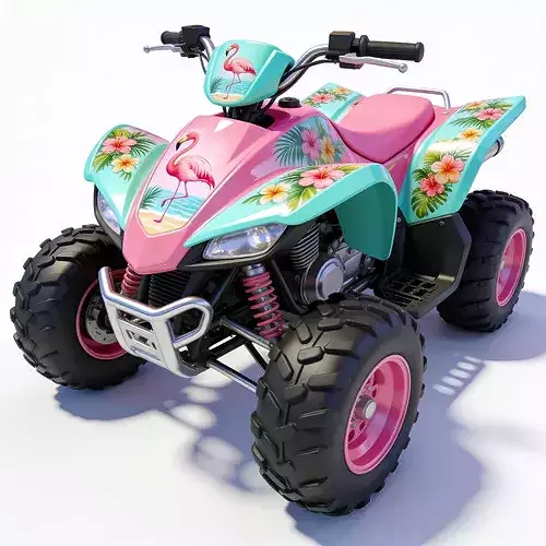 Stylized 3D Tropical Flamingo ATV Model