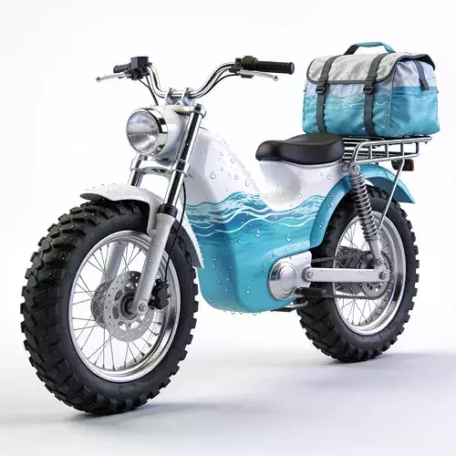 Stylized 3D Ocean Wave Off-Road Moped Model