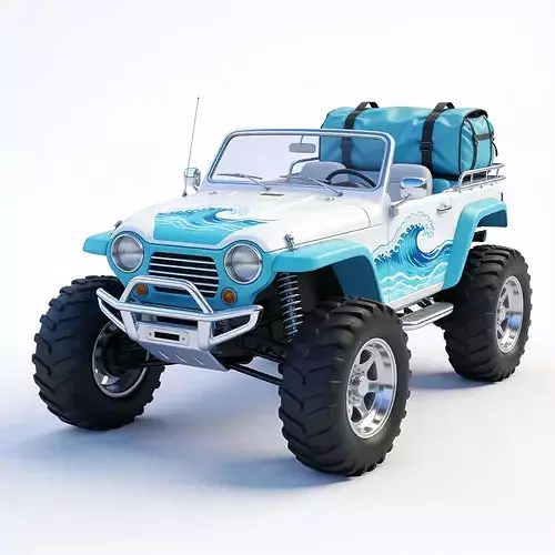 Stylized 3D Ocean Wave Off-Road Beach Buggy Model