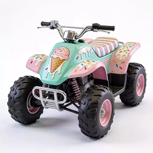 Stylized 3D Pastel Ice Cream Dessert ATV Model