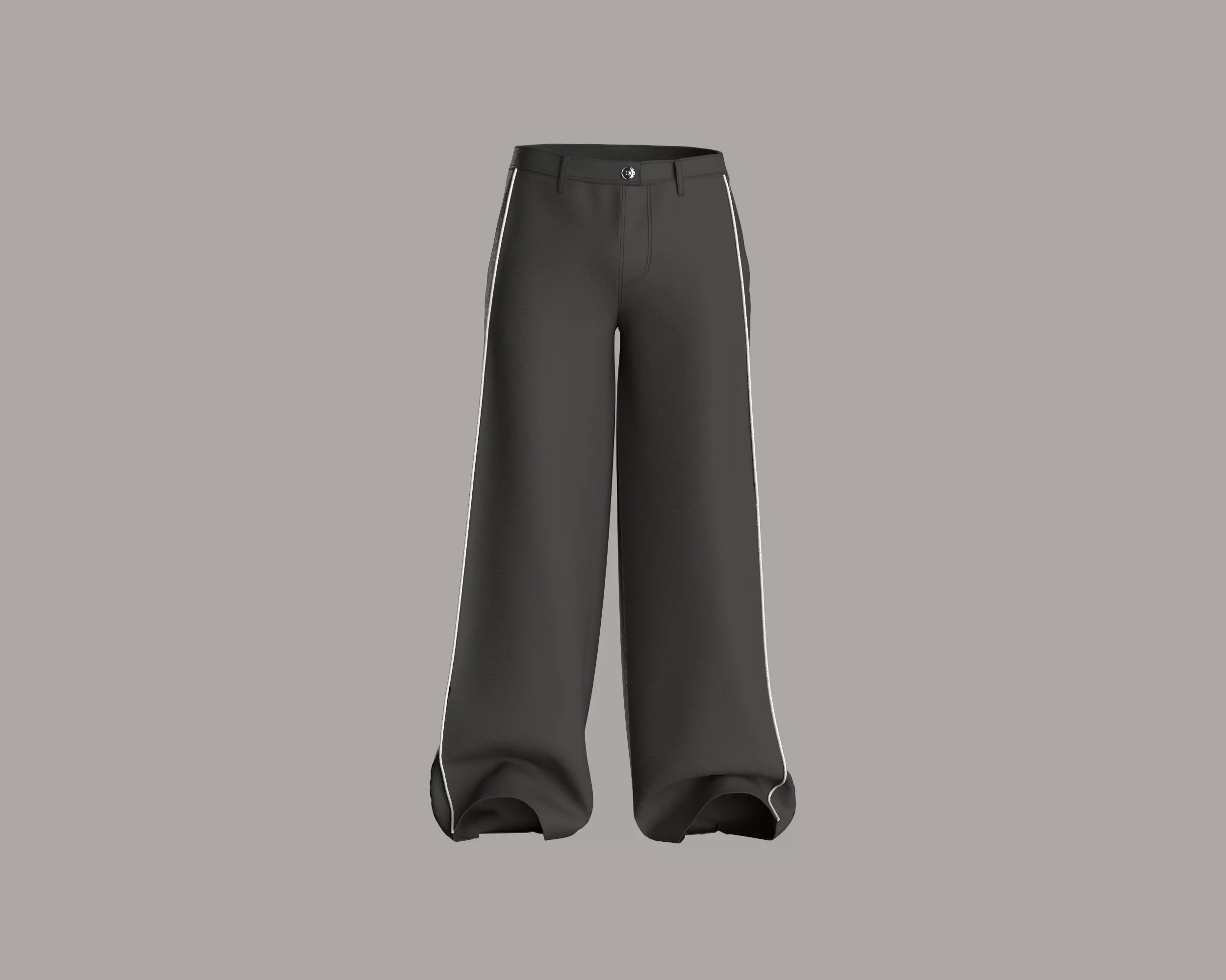 Mens wide leg pant with white piping 3D model