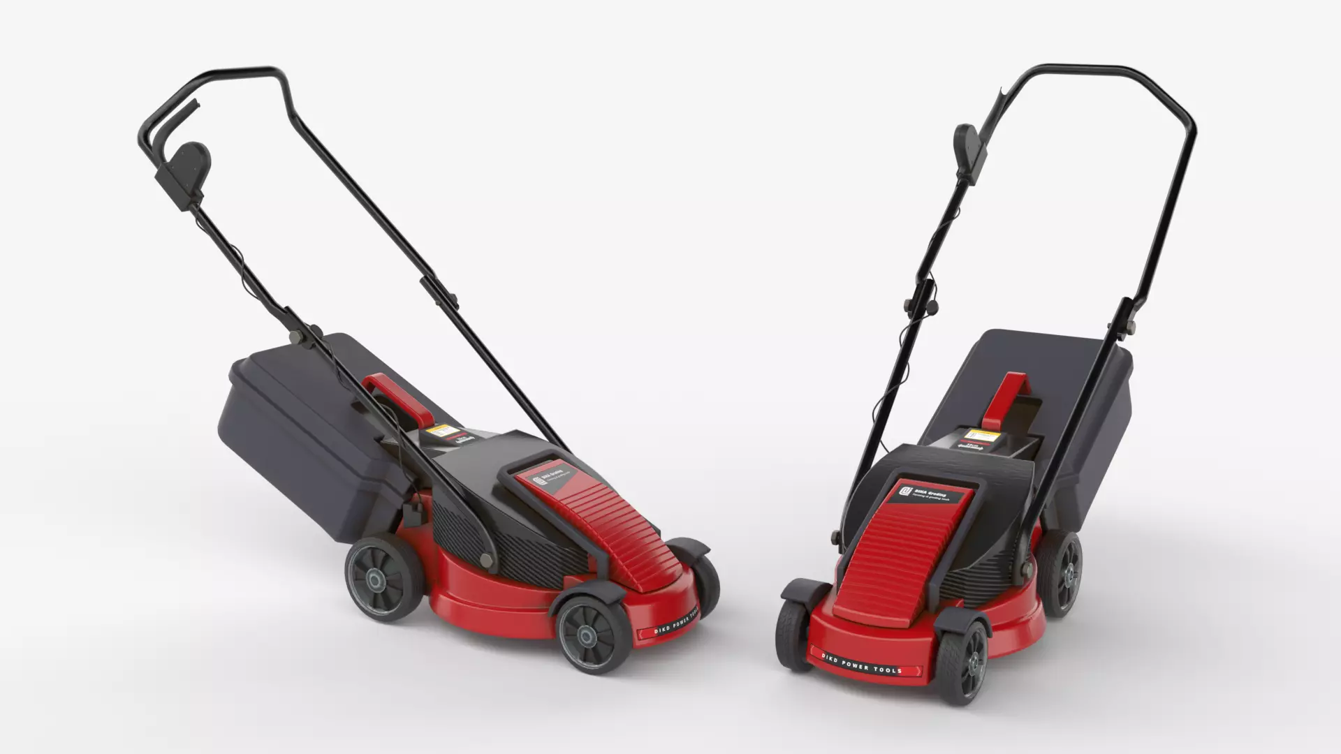 Electric Red Lawn Mower with Grass Collector 3D model