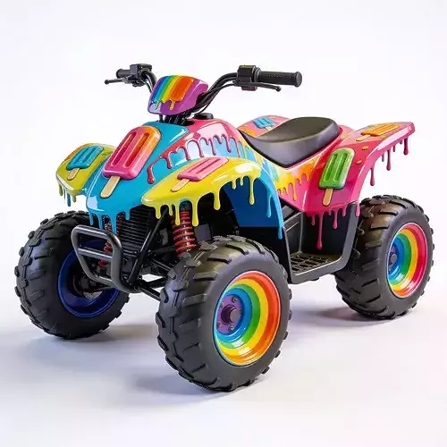 Stylized 3D Melting Rainbow Popsicle ATV Model