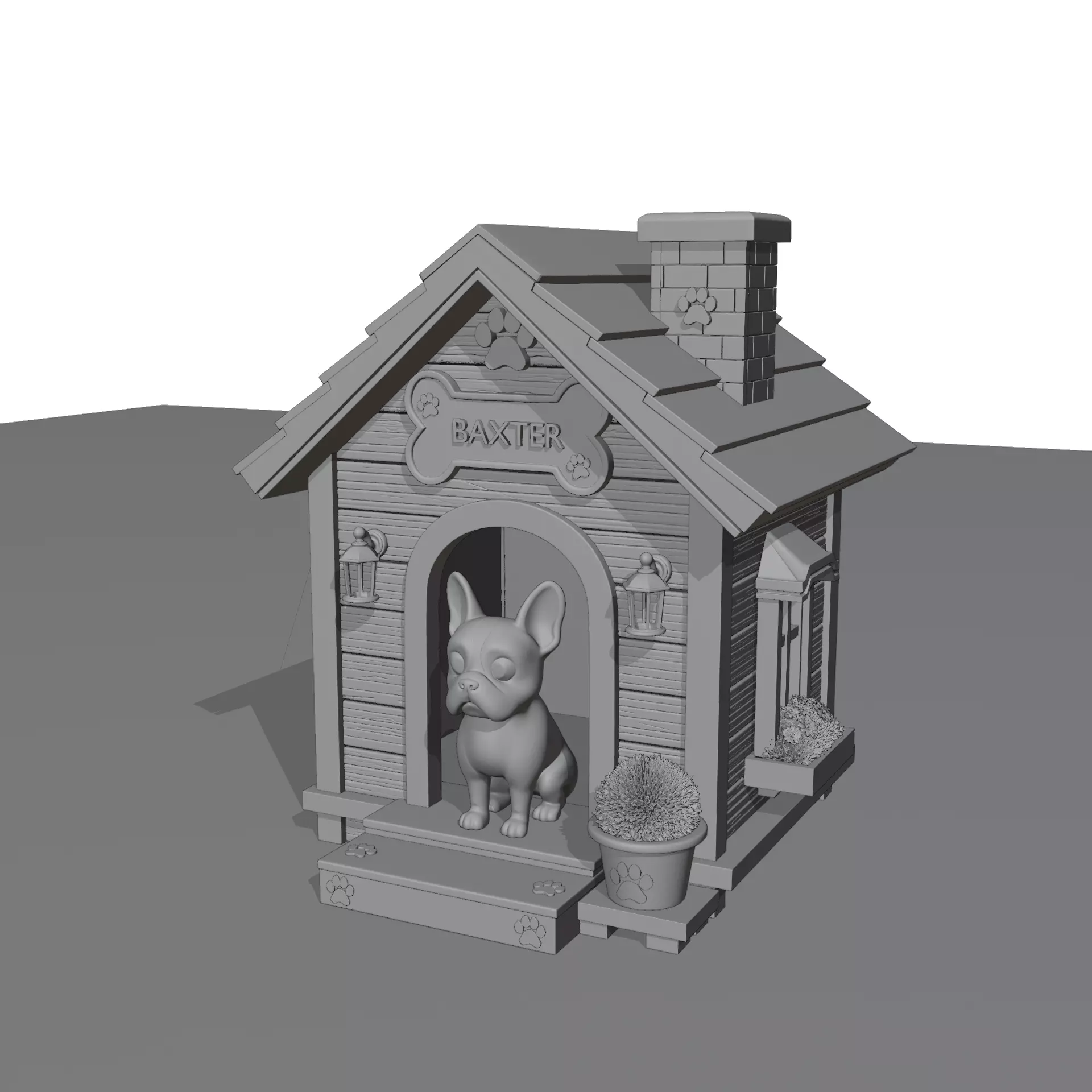 baxter dog with house 3D print model
