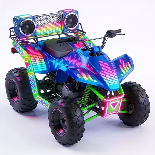 Stylized 3D Neon Festival DJ ATV Model