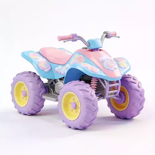 Stylized 3D Pastel Cotton Candy Cloud ATV Model