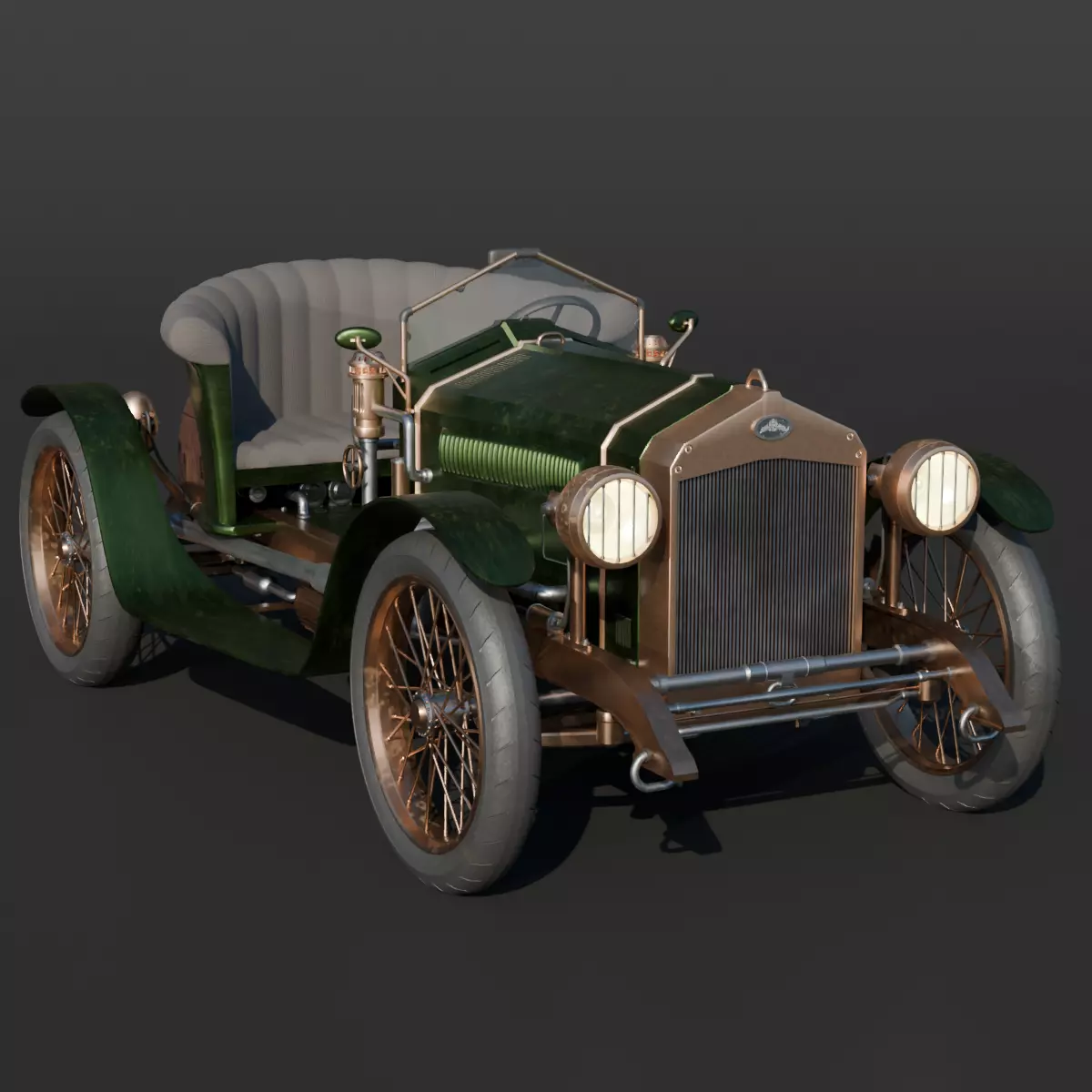 Vintage Steampunk Car Low-poly 3D model