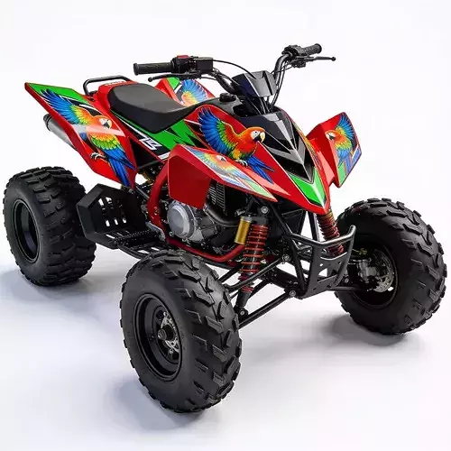 Stylized 3D Tropical Parrot Racing ATV Model